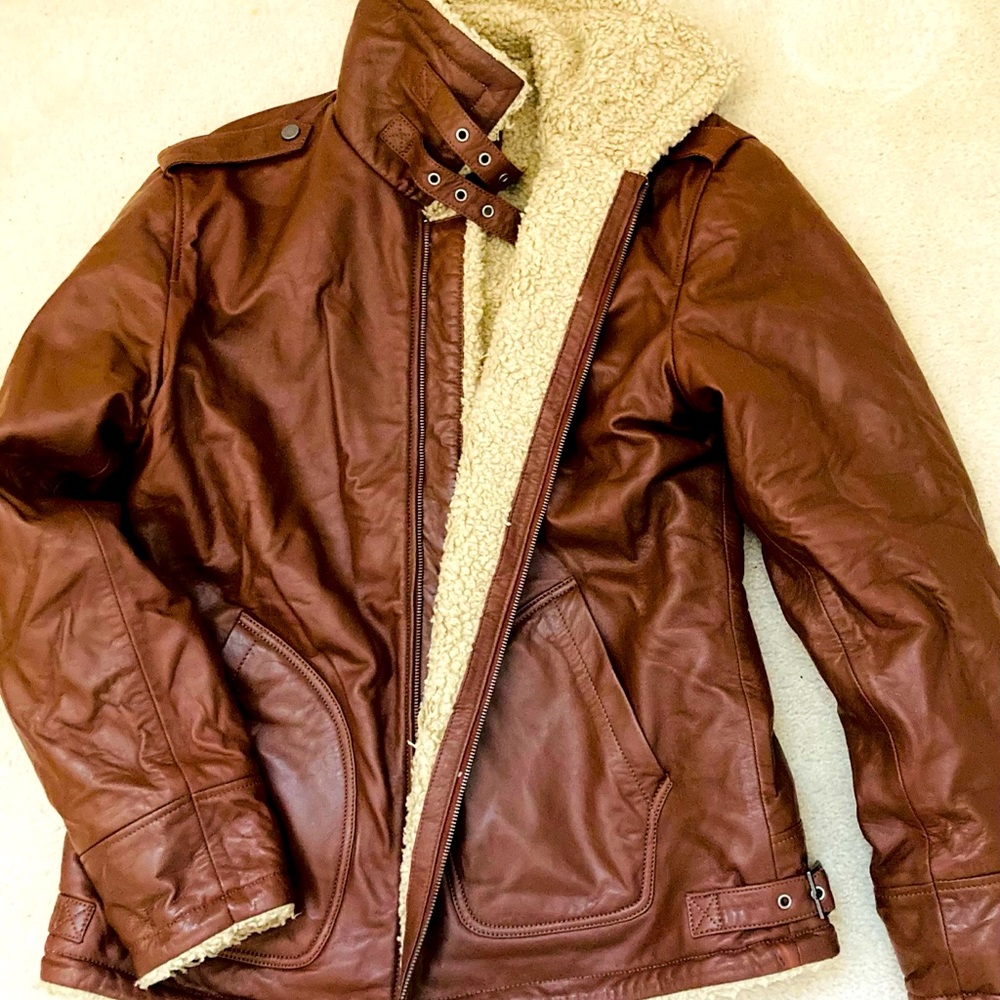 Men’s Wooly Brown Leather Jacket
